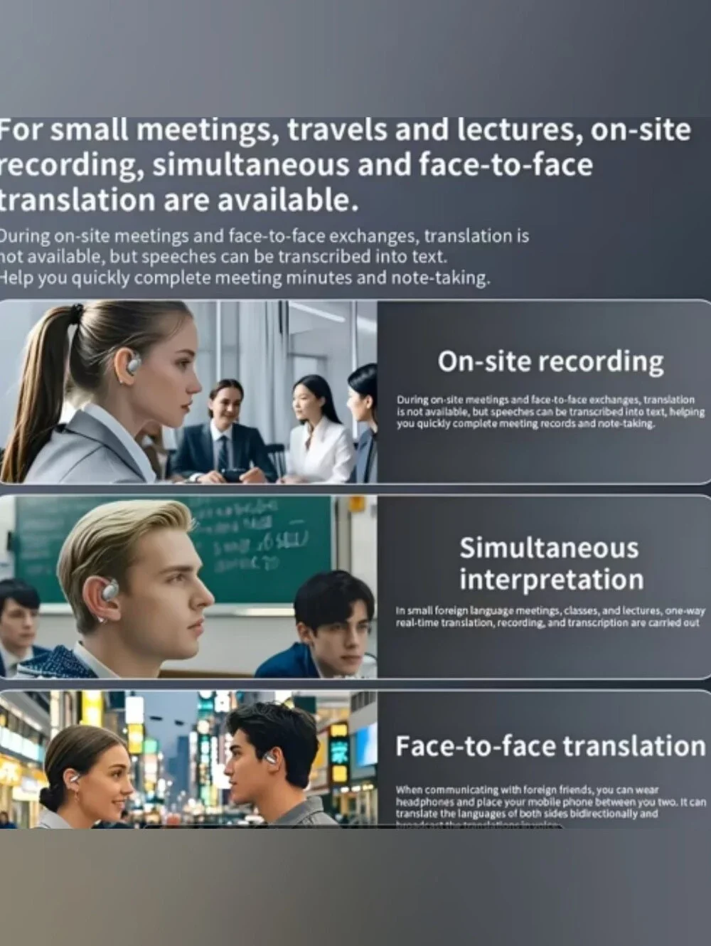 AI Translation Wireless Earbuds w/ Touchscreen Case – Real-Time Translator Bluet